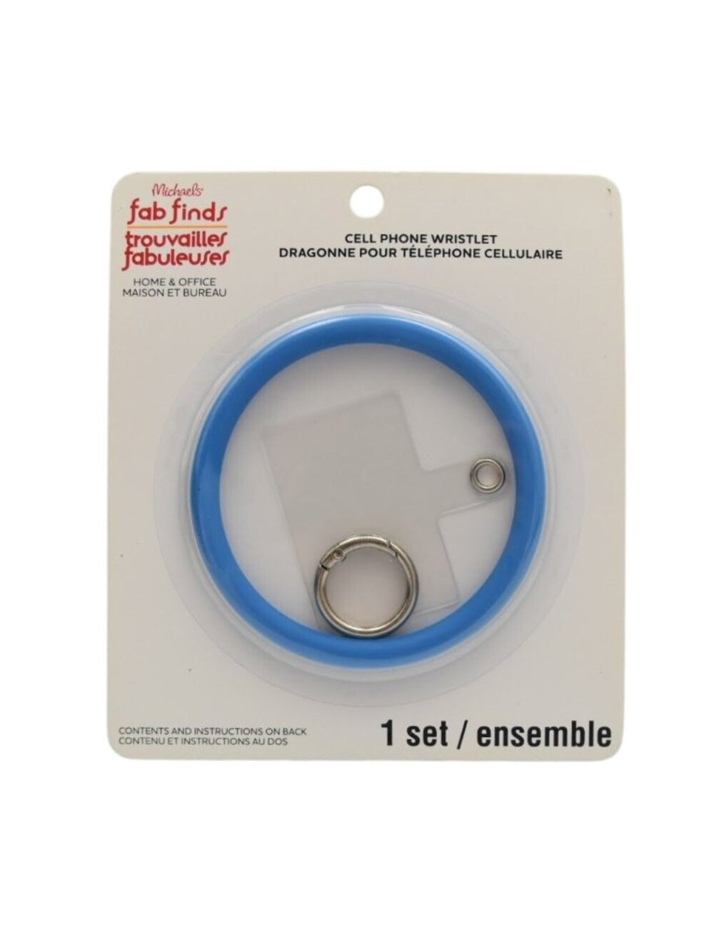 Blue Silicone Cell Phone Wristlet Ring Bracelet Keychain Keyring Holder Tab New